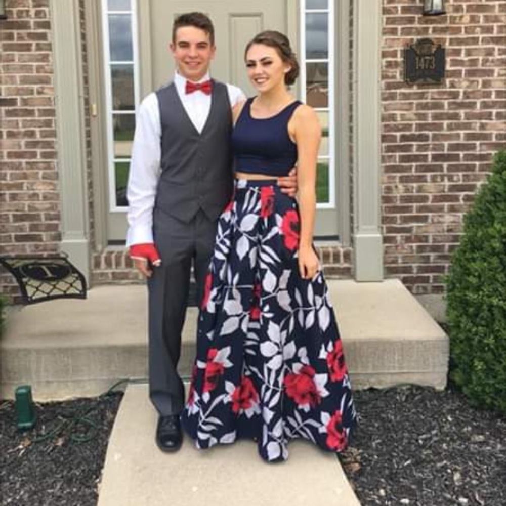 two piece prom dress
